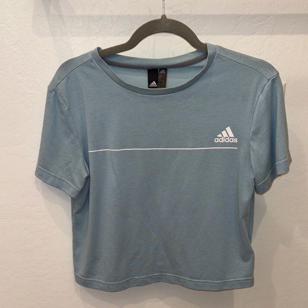 Adidas Light Blue Cropped Tee